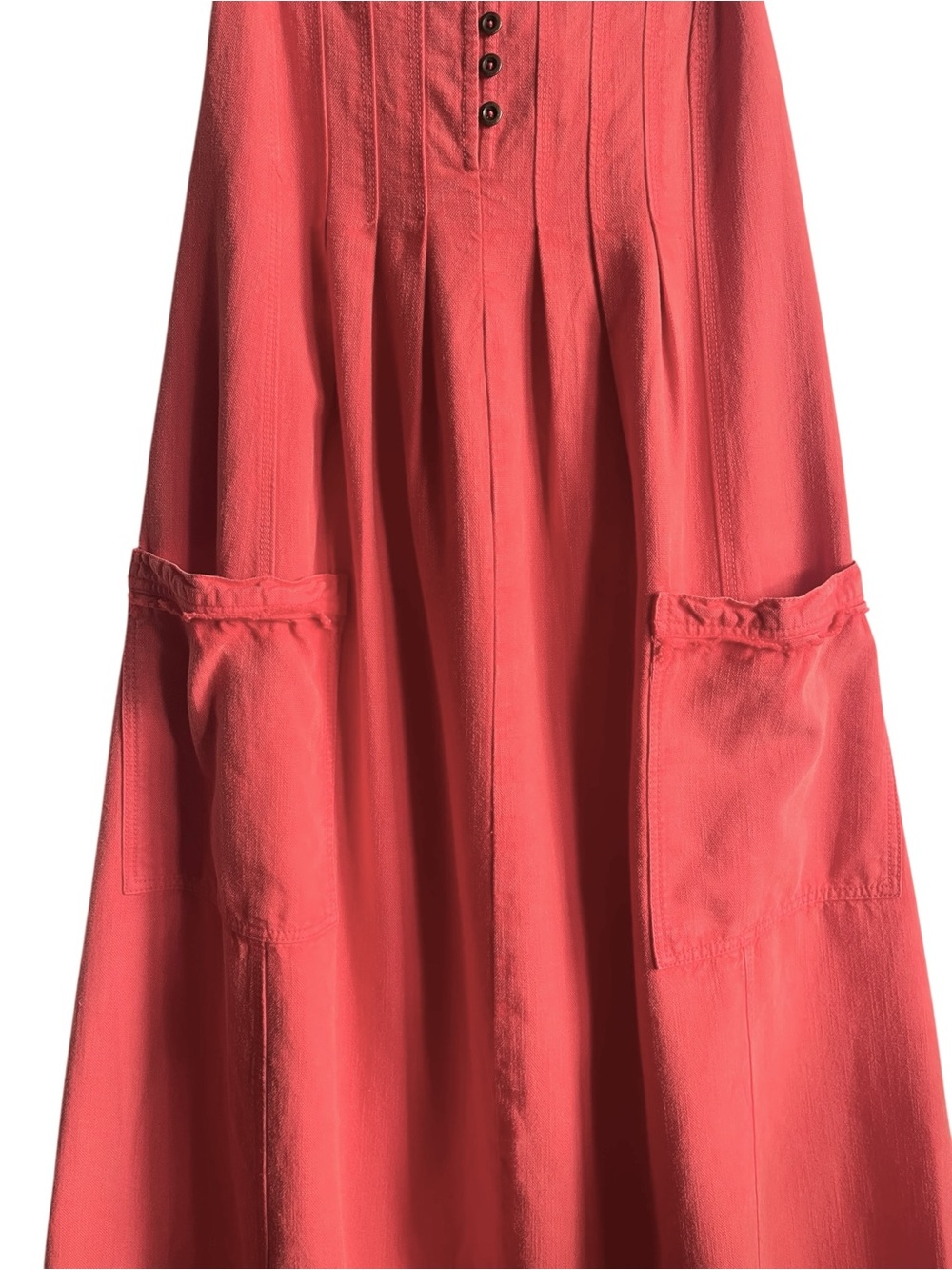 Anthro Pilcro Flutter Sleeve Midi Dress Medium Red Cotton Linen - Picture 6 of 15